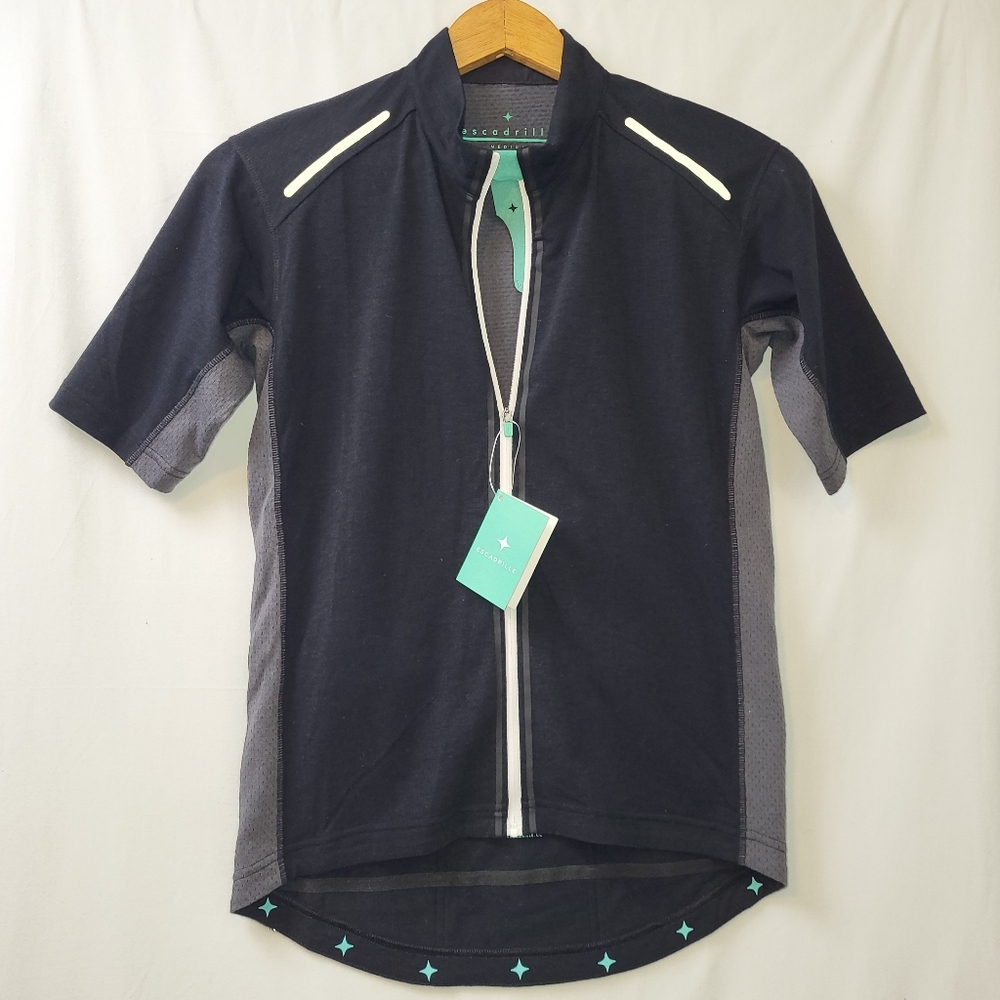 Escadrille Cycling Jersey Men's Size Medium‎ Merino Wool Blend Black NWT